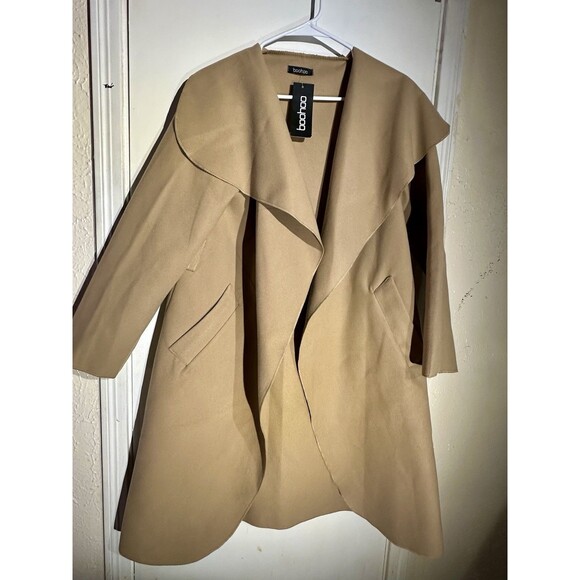 Boohoo Waterfall Duster Long Coat in Camel One Size - Picture 1 of 9